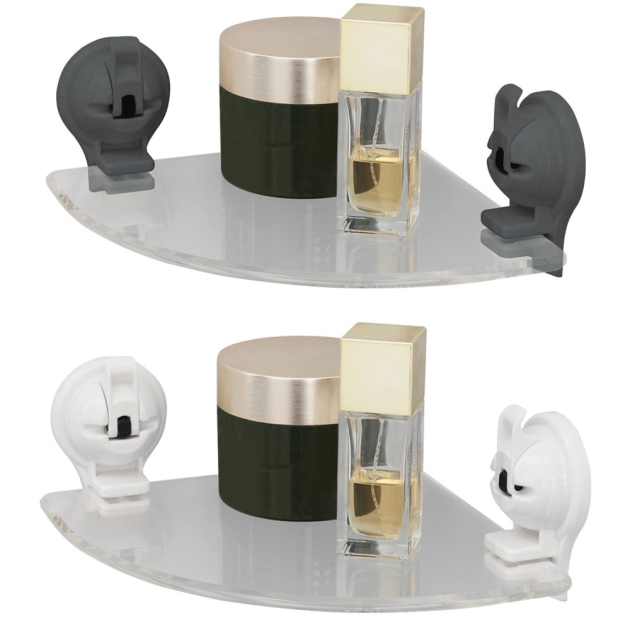 Corner shelf with suction cup mounts