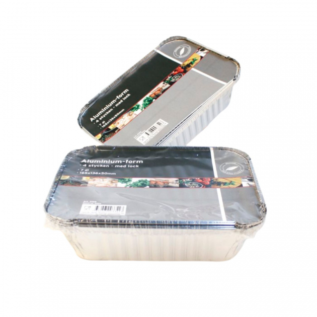 Aluminium Dish 7 dl with Lid 4-pack