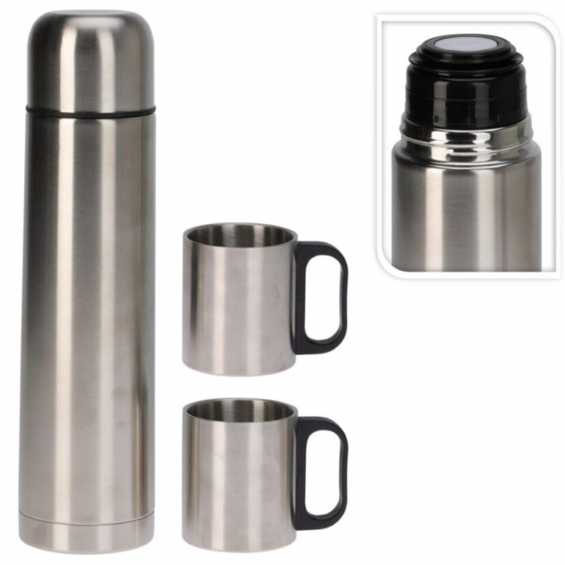 1L Thermos with 2 Mugs