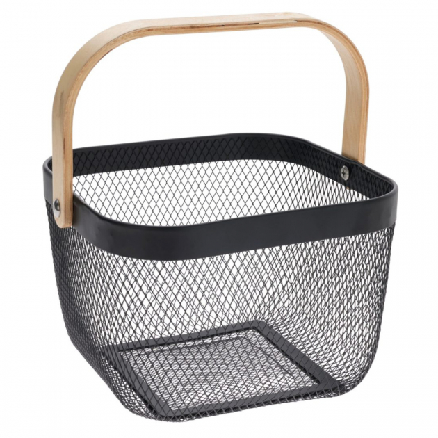 Metal Basket with Wooden Handle