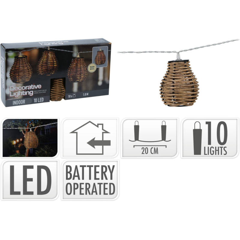 Rattan Light String 10 Lamps in the group Home & Interior / Lighting & Lanterns at Campingvaruhuset i Norden AB (77916)