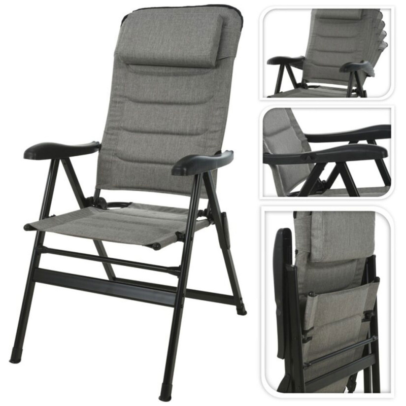 Relaxing Camping Chair Grey in the group Camping furniture / Camping chairs at Campingvaruhuset i Norden AB (78083)