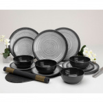 Flamefield Melamine Tableware Granite Grey 12 pieces