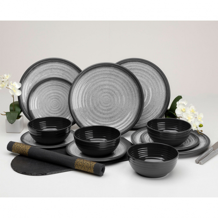 Flamefield Melamine Tableware Granite Grey 12 pieces in the group Household & Kitchen / Serving / Tableware at Campmarket (65234)