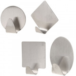 Self-adhesive hooks 4-pack stainless steel