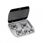 Dometic Stainless Steel 3-Burner Cooktop with Glass Lid
