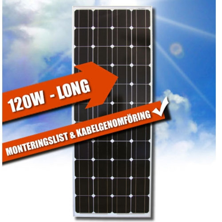 LTC Solar Cell Long 120W + Mounting Rail & Cable Grommet in the group Caravan & Motorhome / Electronics / Solar panels at Campingvaruhuset i Norden AB (66342)