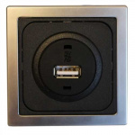 USB Wall Socket Single Black/Silver USB Wall Socket Single Black/Silver