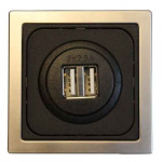 USB Wall Outlet Double Black/Silver USB Wall Outlet Double Black/Silver