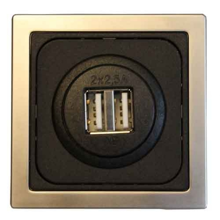 USB Wall Outlet Double Black/Silver in the group Caravan & Motorhome / Electronics / Switches & In/Outlets / USB port at Campmarket (66673)