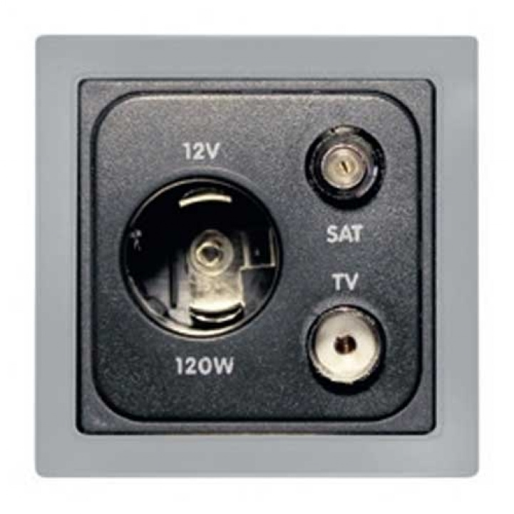 Wall outlet 12V/Sat/Tv Black/Silver in the group Caravan & Motorhome / Electronics / Switches & In/Outlets / 12V outlet at Campmarket (66685)