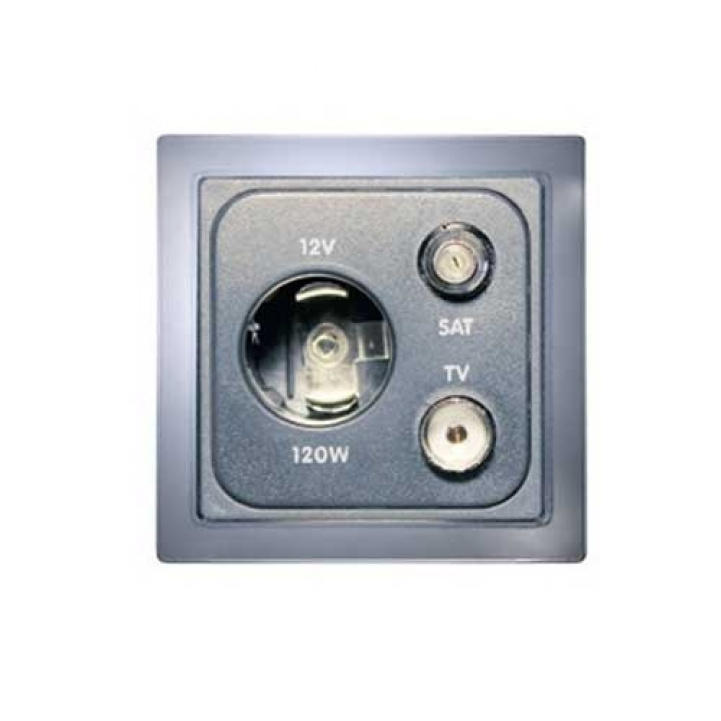 Wall outlet 12V/Sat/Tv Grey/Chrome in the group Caravan & Motorhome / Electronics / Switches & In/Outlets / 12V outlet at Campingvaruhuset i Norden AB (66686)