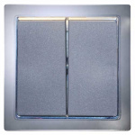 12V Double Switch Grey/Chrome