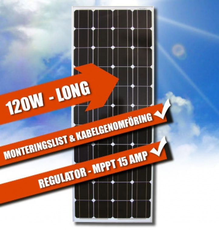 LTC Complete Solar Panel Package Long 120W MPPT in the group Caravan & Motorhome / Electronics / Solar panels at Campingvaruhuset i Norden AB (66898)
