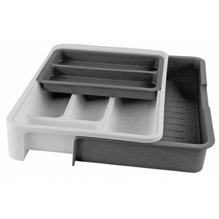 Adjustable Cutlery Drawer Grey/White in the group Household & Kitchen / Serving / Cutlery storage at Campingvaruhuset i Norden AB (67593)