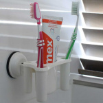 Toothbrush-Toothpaste holder with suction cup mount Toothbrush-Toothpaste holder with suction cup mount