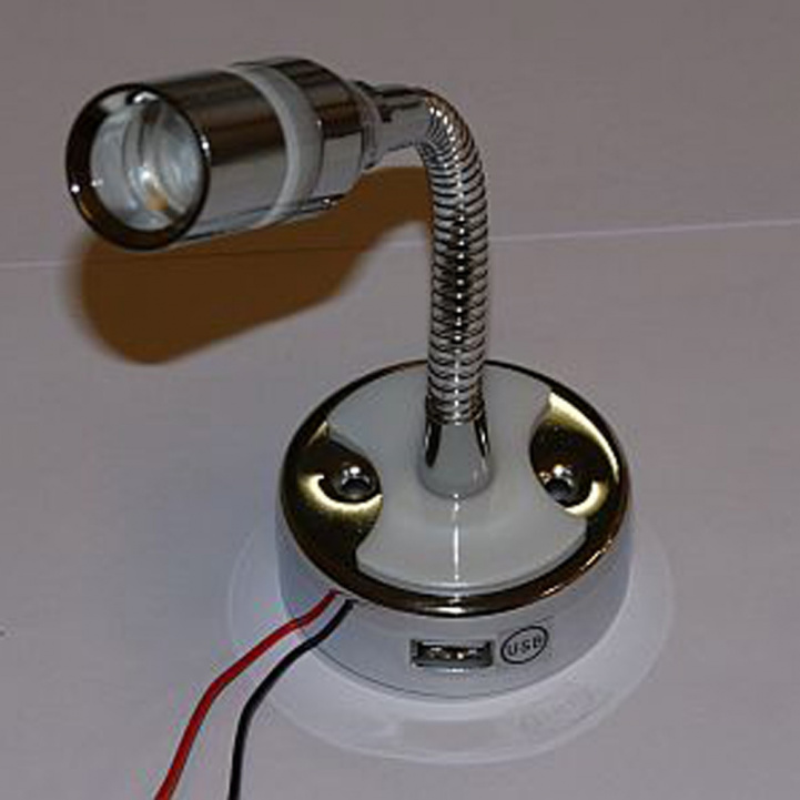 Bendable Reading Lamp Silver Glossy With USB 12V in the group Caravan & Motorhome / Electronics / Interior Lighting / Spotlights at Campingvaruhuset i Norden AB (67740)