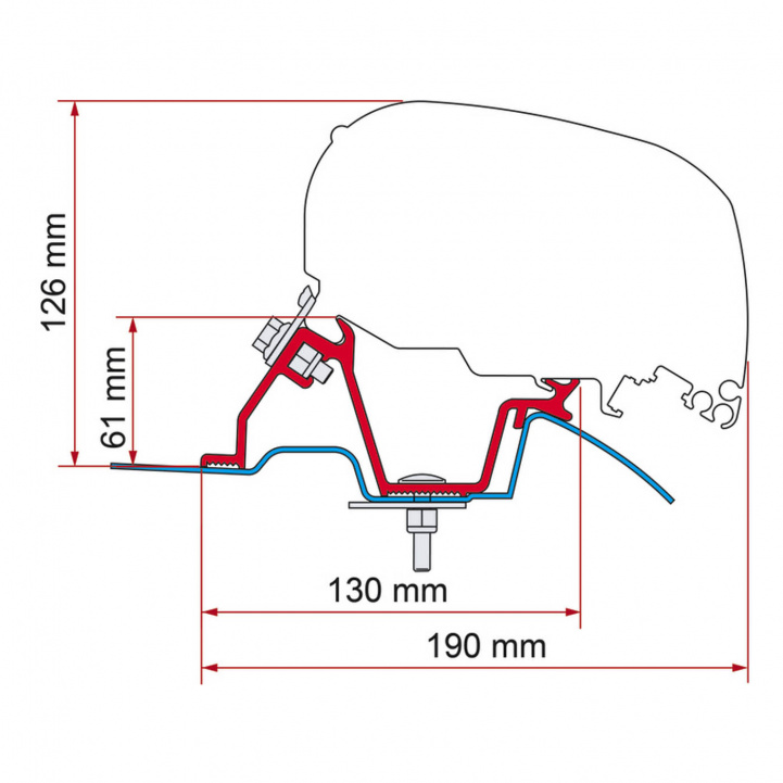 Fiamma Adapter F65/F80 Crafter/Sprinter H2 -2020 in the group Caravan & Motorhome / Van & Sheet Metal Workers / Awnings / Awning adapters / Fiamma / F65/F80-Crafter/Sprinter at Campmarket (67759)