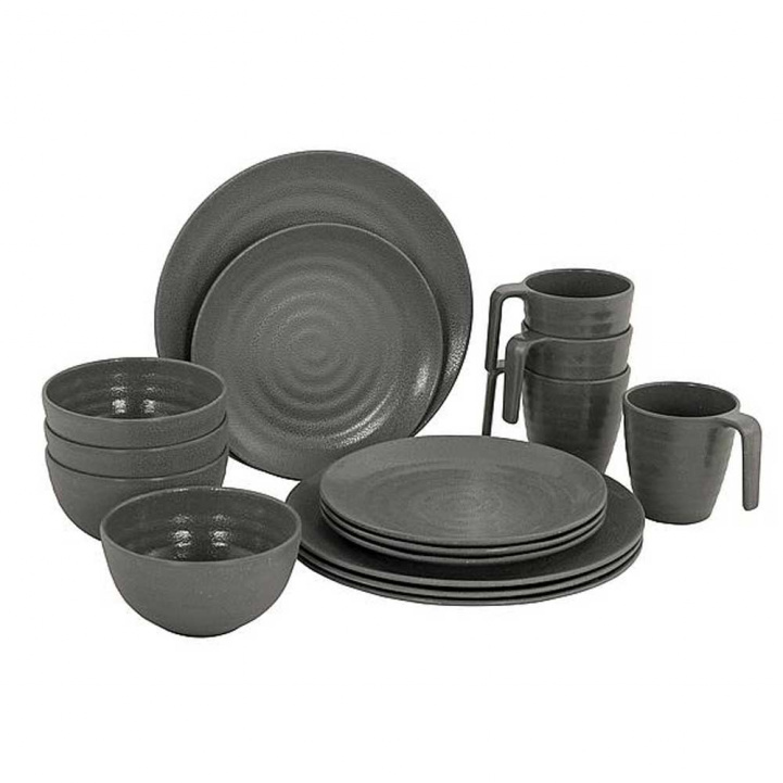 Melamine tableware Stone 16 pieces in the group Household & Kitchen / Serving / Tableware at Campingvaruhuset i Norden AB (68885)