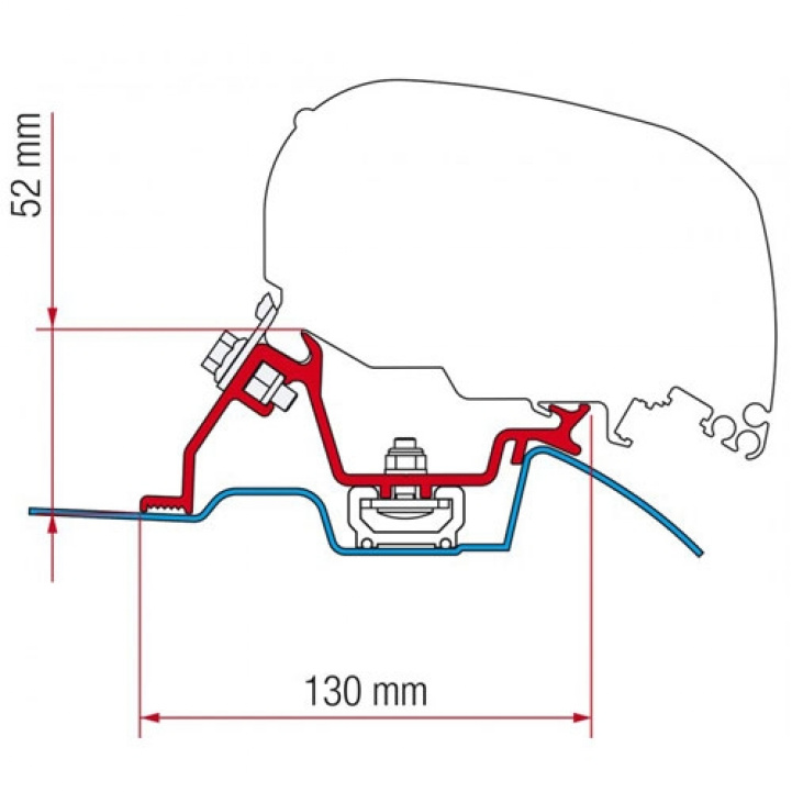 Fiamma Adapter F65/F80 Sprinter With Roof Rack 2006- in the group Caravan & Motorhome / Van & Sheet Metal Workers / Awnings / Awning adapters / Fiamma / F65/F80-Crafter/Sprinter at Campmarket (71189)