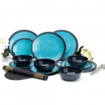 Flamefield Melamine Tableware Granite Aqua 12 Pieces