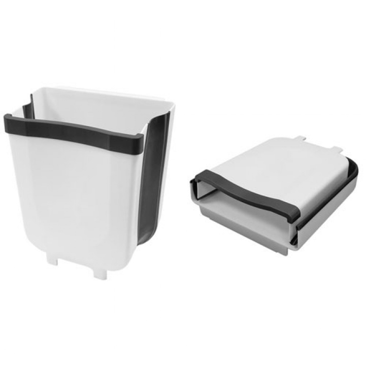 Trash bin 9L Collapsible White/Grey in the group Household & Kitchen / Laundry, Cleaning & Dishes / Cleaning at Campingvaruhuset i Norden AB (71839)