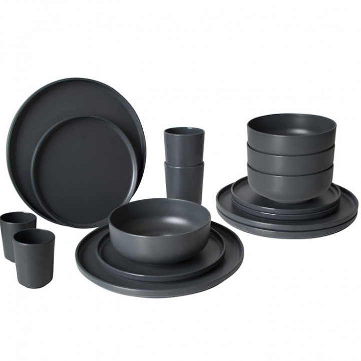 Melamine tableware Patom 16 pieces Anthracite in the group Household & Kitchen / Serving / Tableware at Campingvaruhuset i Norden AB (72712)