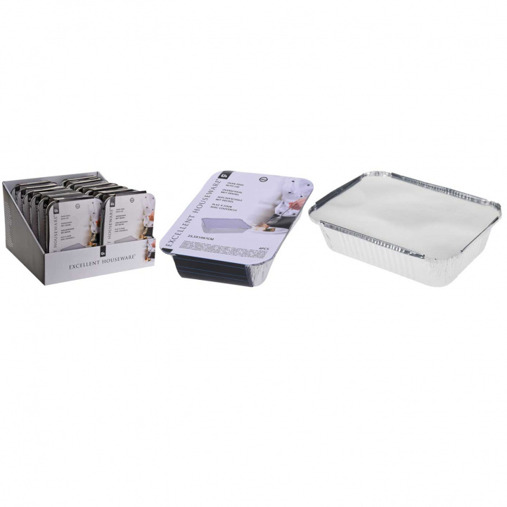 Foil container with lid 4-pack in the group Household & Kitchen / Kitchen accessories / Food & Pantry Storage at Campingvaruhuset i Norden AB (75311)