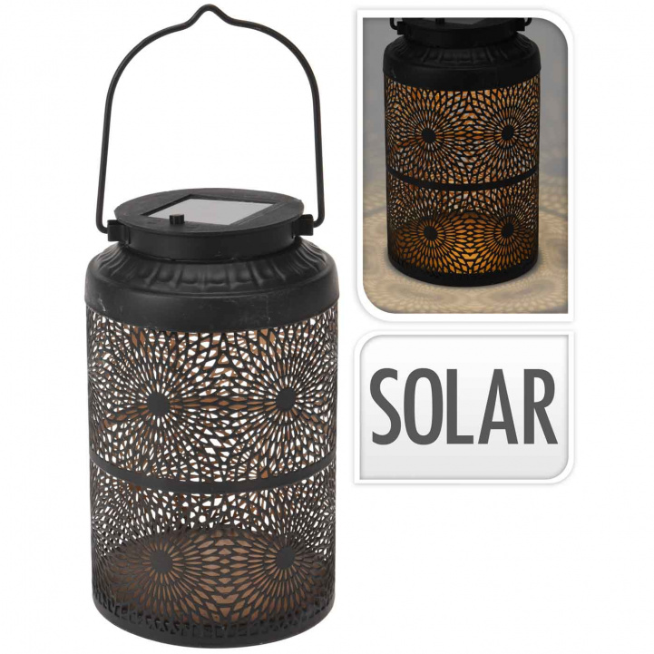 Metal Solar Lantern Black 12x12x20cm in the group Home & Interior / Lighting & Lanterns at Campingvaruhuset i Norden AB (75380)
