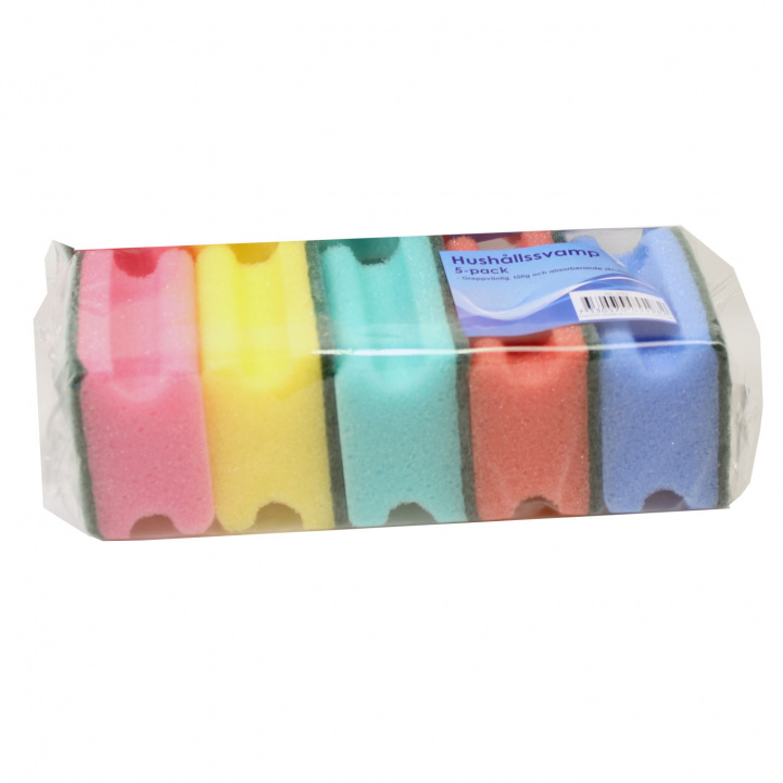 Household sponge 5-P with grip in the group Household & Kitchen / Laundry, Cleaning & Dishes / Dish brushes at Campingvaruhuset i Norden AB (76138)
