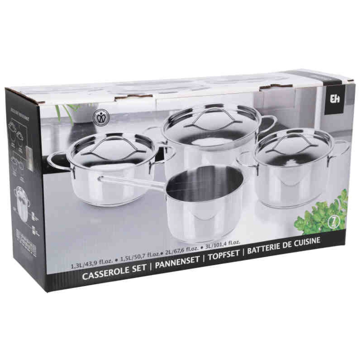 7-Piece Stainless Steel Cookware Set in the group Household & Kitchen / Kitchen accessories / Pots and Pans at Campingvaruhuset i Norden AB (76416)