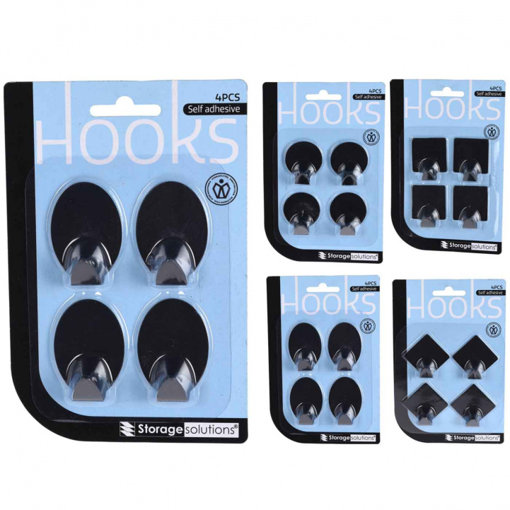 Self-adhesive Hooks 4-pack Black in the group Caravan & Motorhome / Locks & Fittings / Hooks & Hanging at Campingvaruhuset i Norden AB (76523)