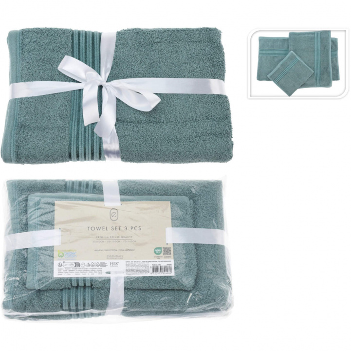 Towel set 3 pieces Green in the group Home & Interior / Textiles / Towels at Campmarket (78040)