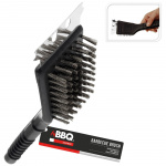 Grill grate brush with scraper