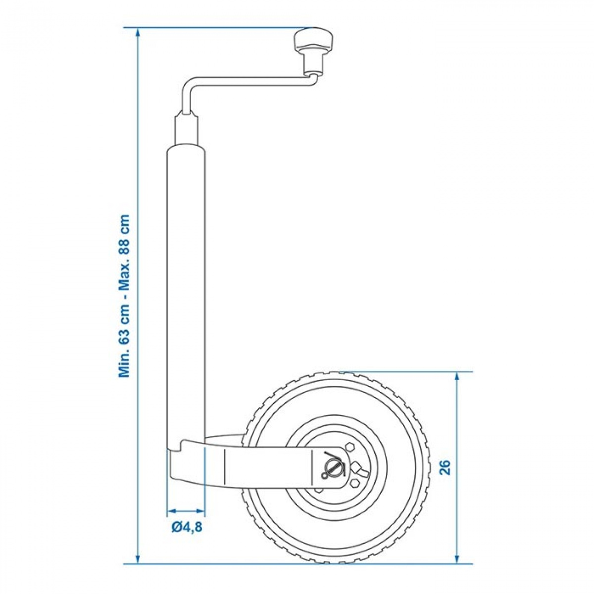 ProPlus Support Wheel 48 mm Metal Rim with PU Tire 260x85 mm in the group Caravan & Motorhome / Chassis / Training wheels at Campingvaruhuset i Norden AB (78449)