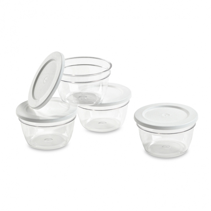 Round Can 17 cl 4-P Glass/White in the group Household & Kitchen / Kitchen accessories / Food & Pantry Storage at Campmarket (79035)