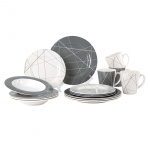 Camp4 Melamine Tableware Rönne 16-pieces, Grey/White
