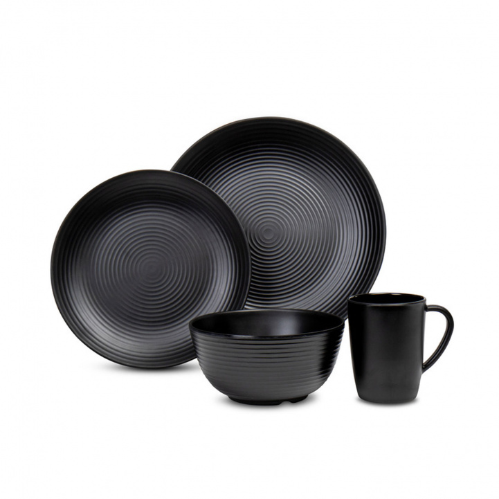 Camp4 Melamine Tableware Lund 16 Pieces Black in the group Household & Kitchen / Serving / Tableware at Campingvaruhuset i Norden AB (79187)