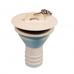 Drain fitting with chain and plug