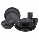Melamine tableware Hoxton Grey 16 pieces Melamine tableware Hoxton Grey 16 pieces
