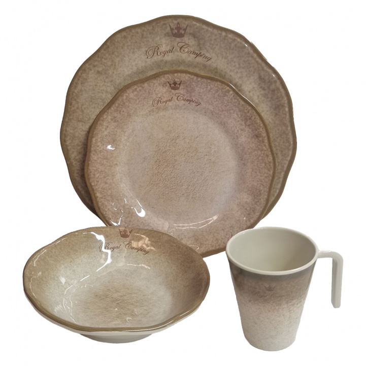 Royal Camping Melamine Tableware Sand 16-pieces in the group Household & Kitchen / Serving / Tableware at Campmarket (80616)