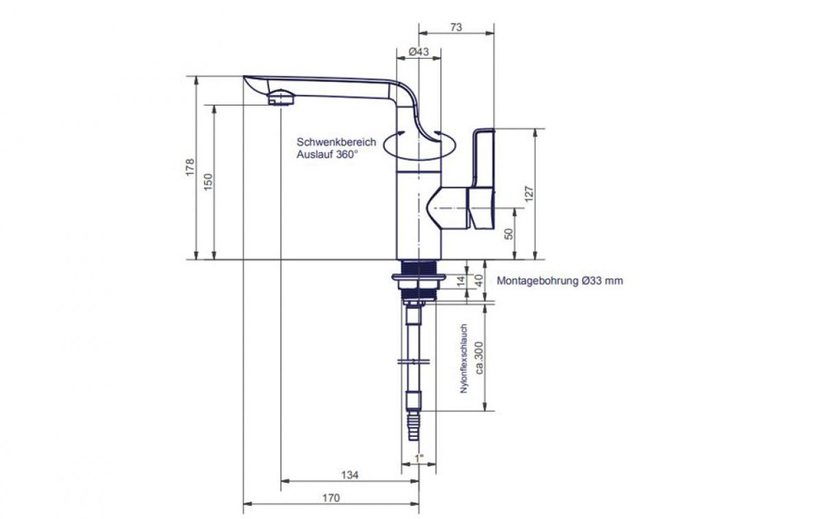 Comet Water Tap Modena Chrome Hose Connector in the group Water & Sanitation / Water / Water taps / Cold & Hot Water Taps at Campmarket (81036)
