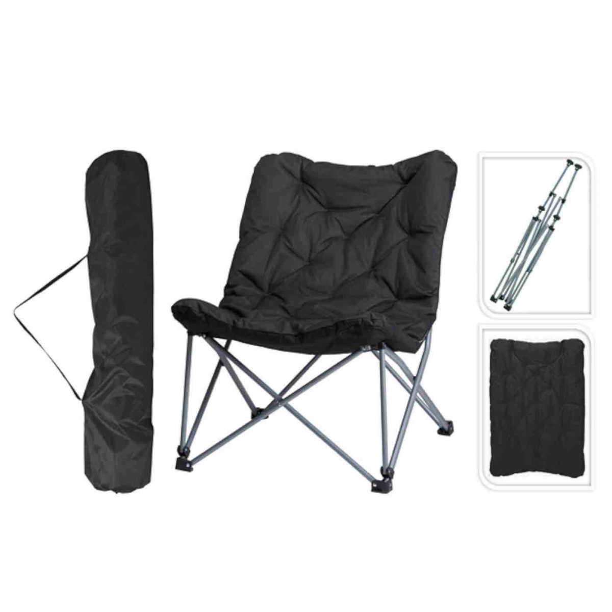 Camping Chair Black with Padding in the group Camping furniture / Camping chairs / Other Chairs at Campingvaruhuset i Norden AB (83336)
