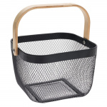 Metal Basket with Wooden Handle