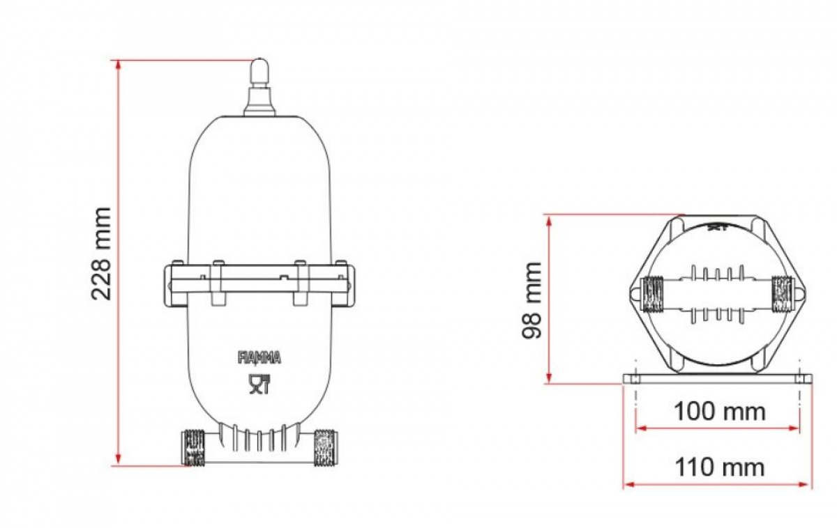 Fiamma Pressure Accumulator A20 in the group Water & Sanitation / Water / Water pumps / Other pumps at Campingvaruhuset i Norden AB (83624)