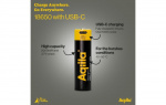 Aqiila Rechargeable 18650 Battery USB-C