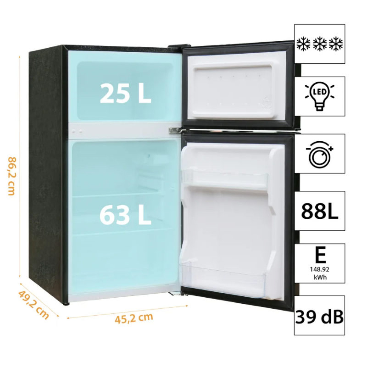Manta Fridge and Freezer 88L Silver-Black in the group Caravan & Motorhome / Heat, Cold & Ventilation / Refrigerators & Coolers / Other Refrigerators/Freezers at Campmarket (84282)