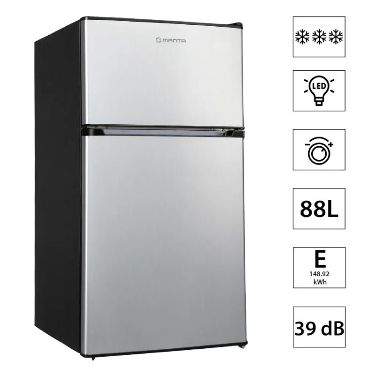Manta Fridge and Freezer 88L Silver-Black in the group Caravan & Motorhome / Heat, Cold & Ventilation / Refrigerators & Coolers / Other Refrigerators/Freezers at Campmarket (84282)