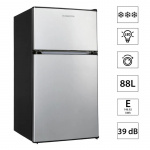 Manta Fridge and Freezer 88L Silver-Black