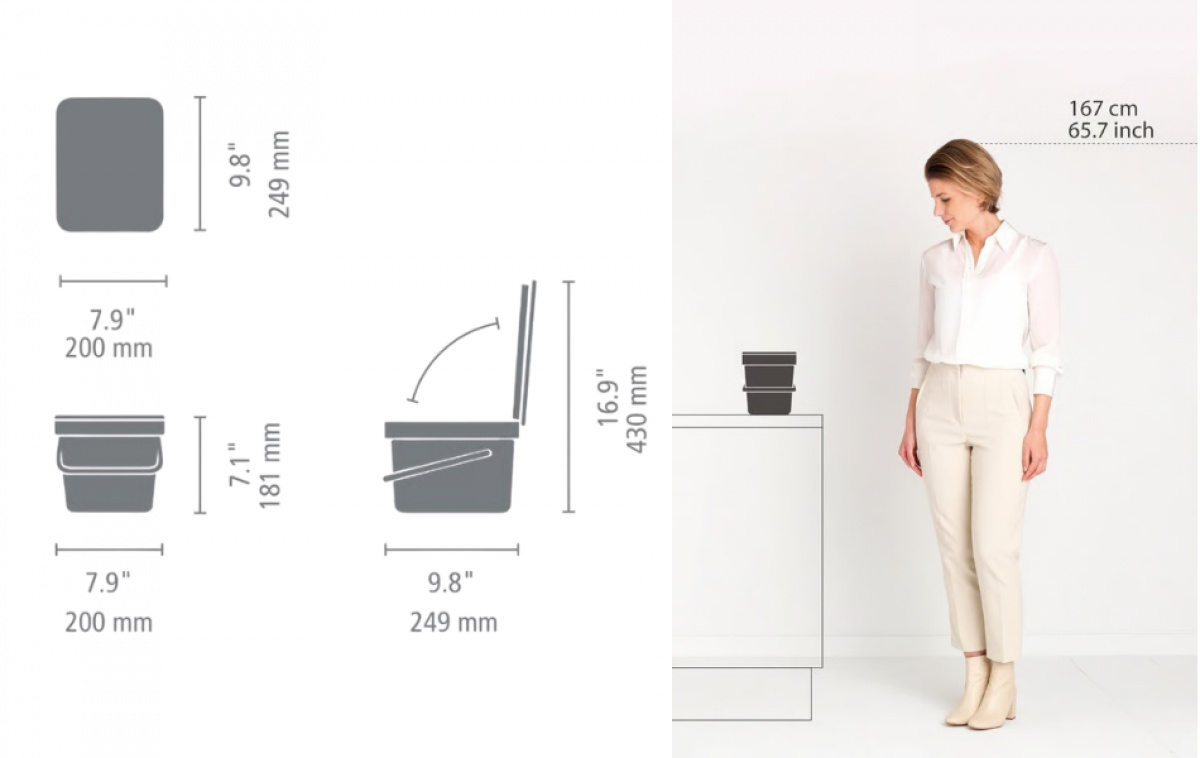 Brabantia Waste Bin 6L in the group Household & Kitchen / Laundry, Cleaning & Dishes / Cleaning at Campingvaruhuset i Norden AB (84301)